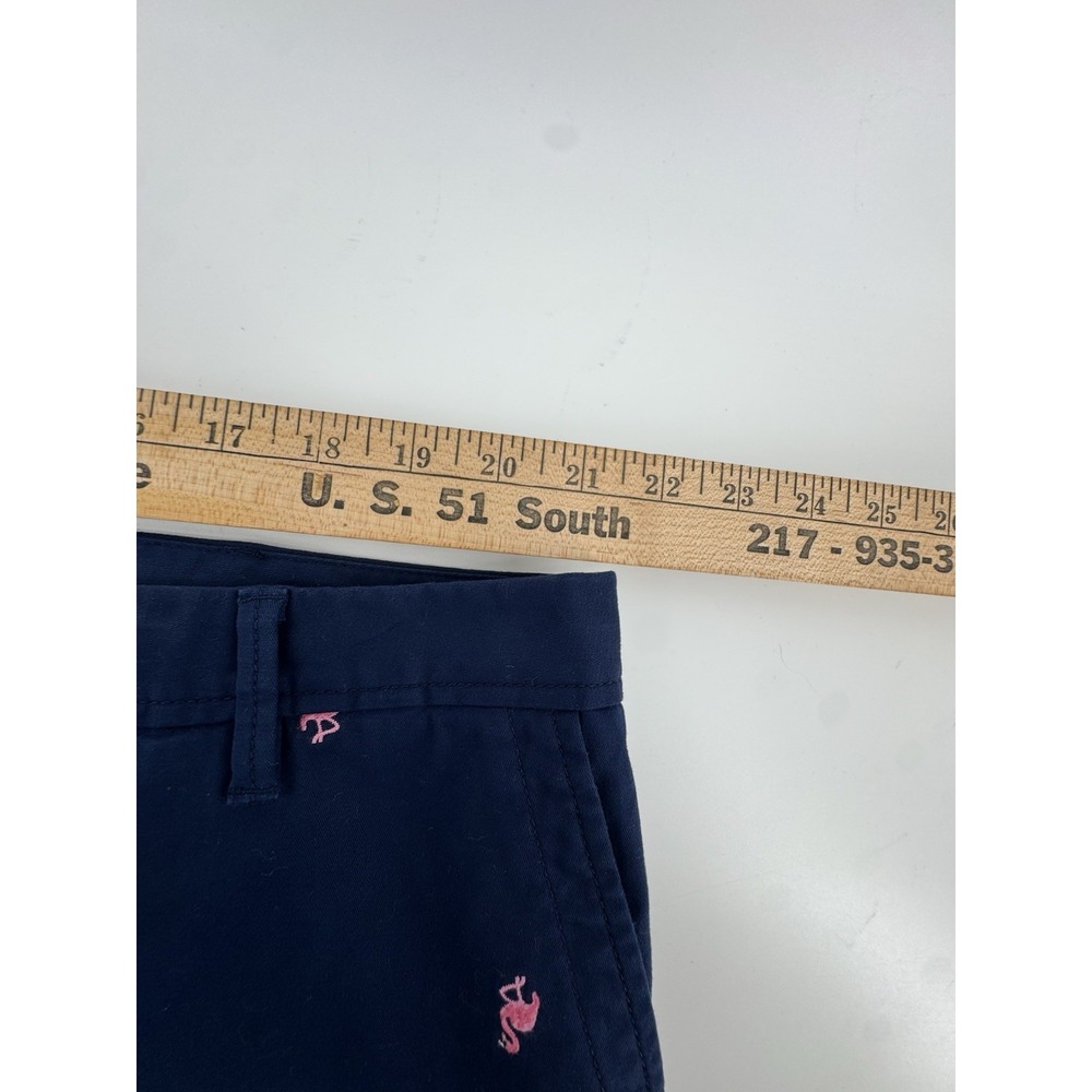 Talbots Relaxed Chino Pants Navy Blue Pink Flamingo Embroidered Women's Size 20W - Picture 6 of 7